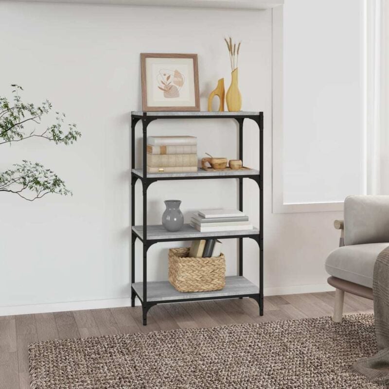 foto del prodotto vidaxl libreria grigio sonoma 60x33x100 cm legno multistrato e acciaio