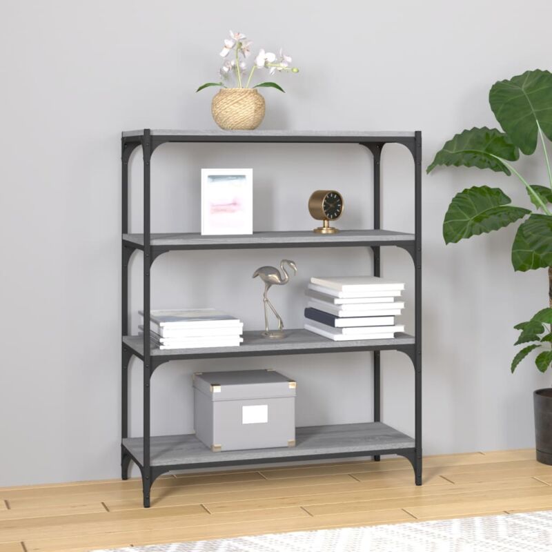 foto del prodotto vidaxl libreria grigio sonoma 80x33x100 cm legno multistrato e acciaio