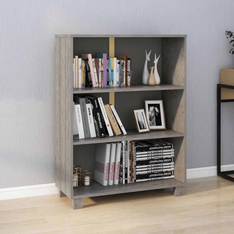 foto del prodotto vidaxl libreria hamar grigio chiaro 85x35x112cm legno massello di pino