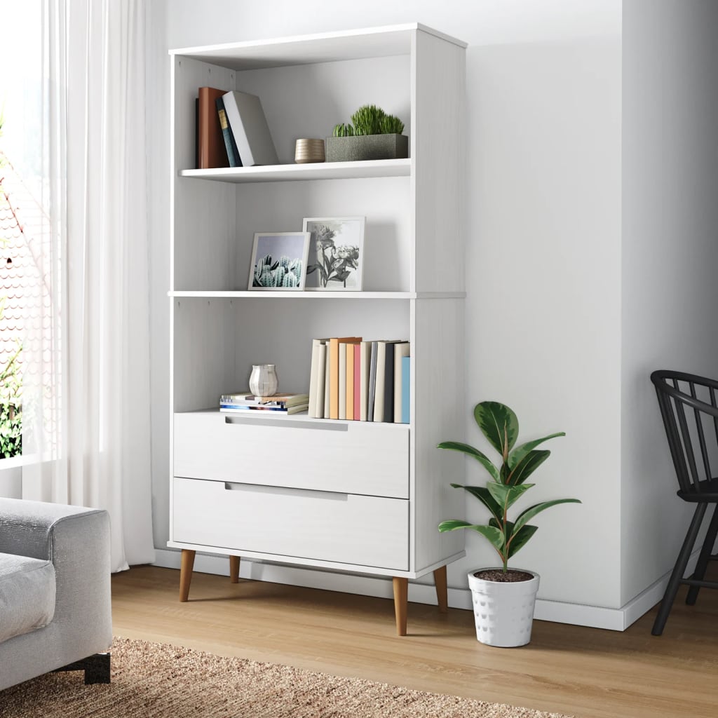 foto del prodotto vidaxl libreria molde bianca 85x35x170,5 cm in legno massello di pino