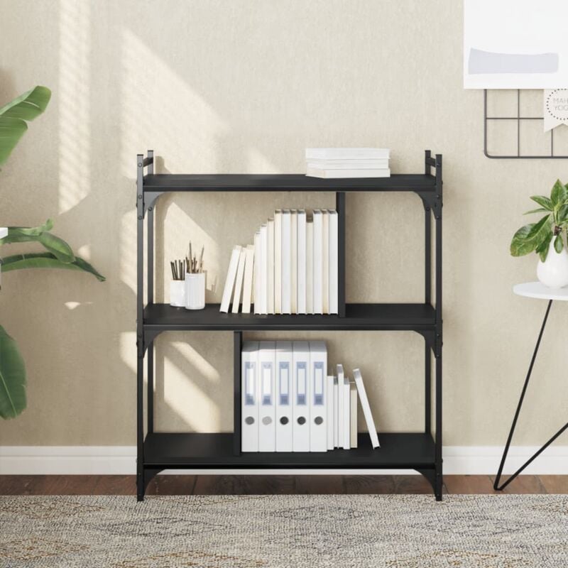 foto del prodotto vidaxl libreria nera 3 ripiani 76x32x88 cm legno multistrato