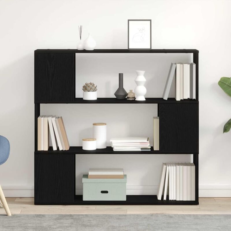foto del prodotto vidaxl libreria nera in rovere 100x24x94 cm in legno ingegnerizzato