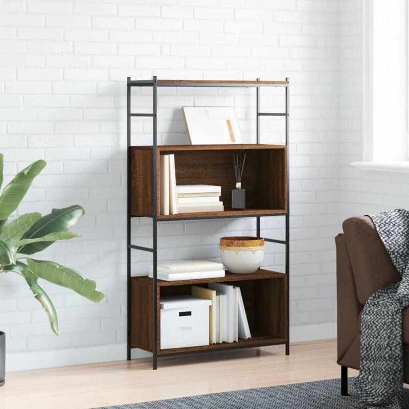 foto del prodotto vidaxl libreria rovere marrone 80x30x145,5cm legno multistrato e ferro