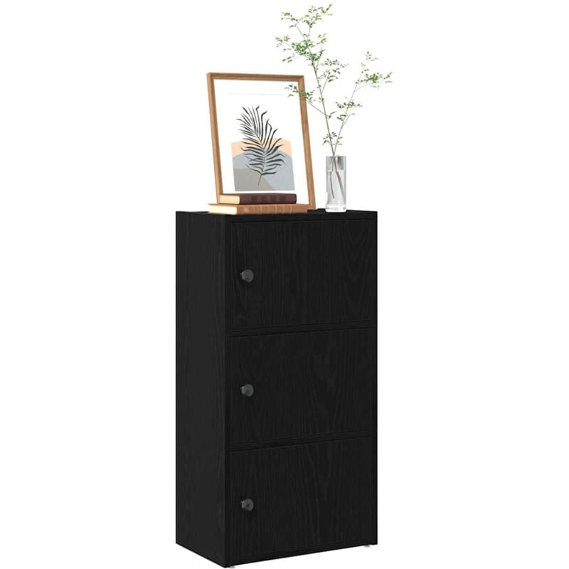 foto del prodotto vidaxl libreria rovere nero 40x24x77 cm in legno multistrato