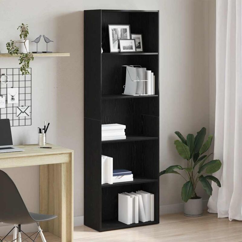 foto del prodotto vidaxl libreria rovere nero 60x30x189 cm in legno multistrato