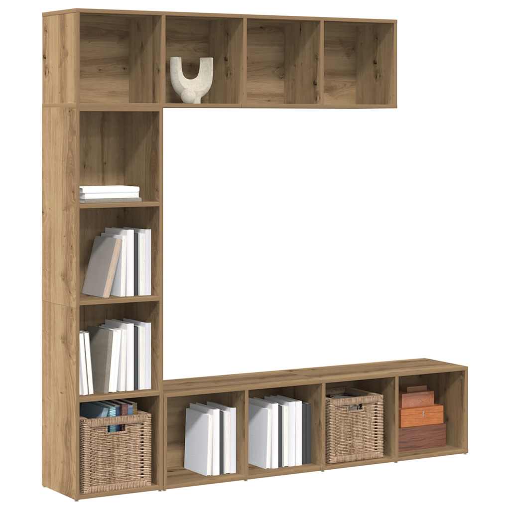 foto del prodotto vidaxl librerie 3 pz rovere artigianale in legno multistrato