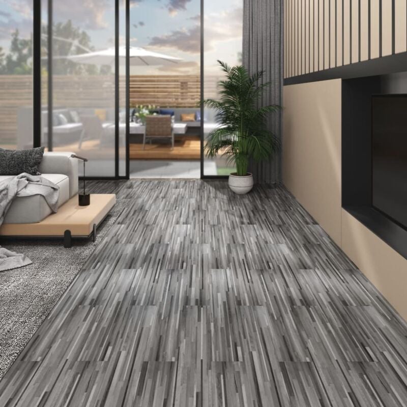 foto del prodotto vidaxl listoni pavimento in pvc 4,46 m 3 mm autodesivi multicolore colore grigio a strisce