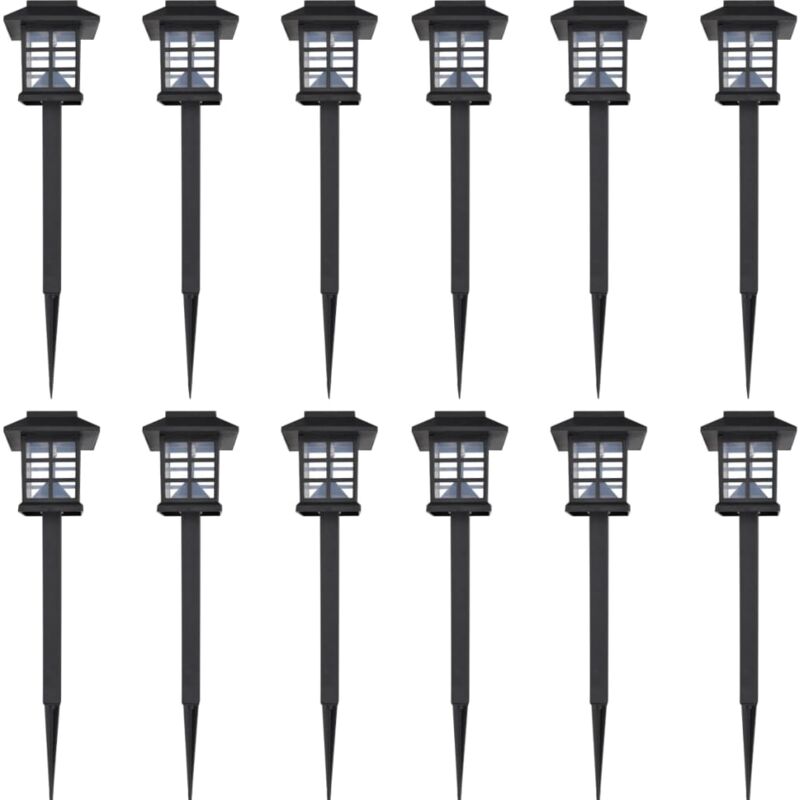 foto del prodotto vidaxl luce esterna lampada solare a led 12 pz con spuntone 8,6 x 8,6 x 38 cm