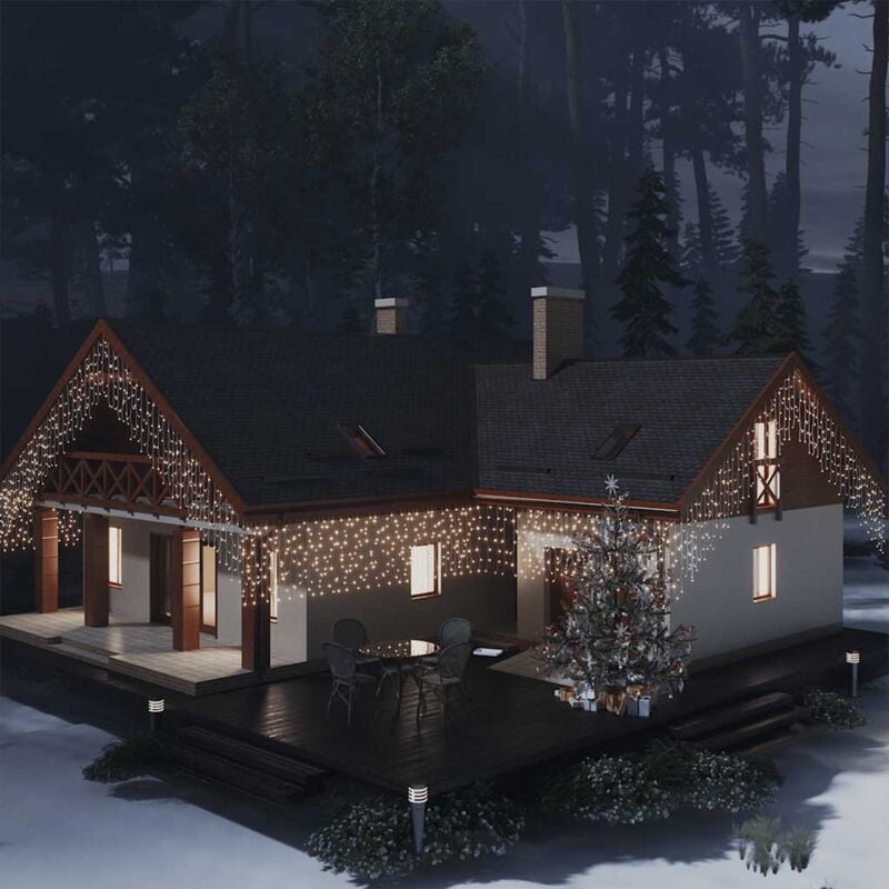 foto del prodotto vidaxl luci a ghiaccioli a led 10 m 400 led bianco caldo 8 funzioni