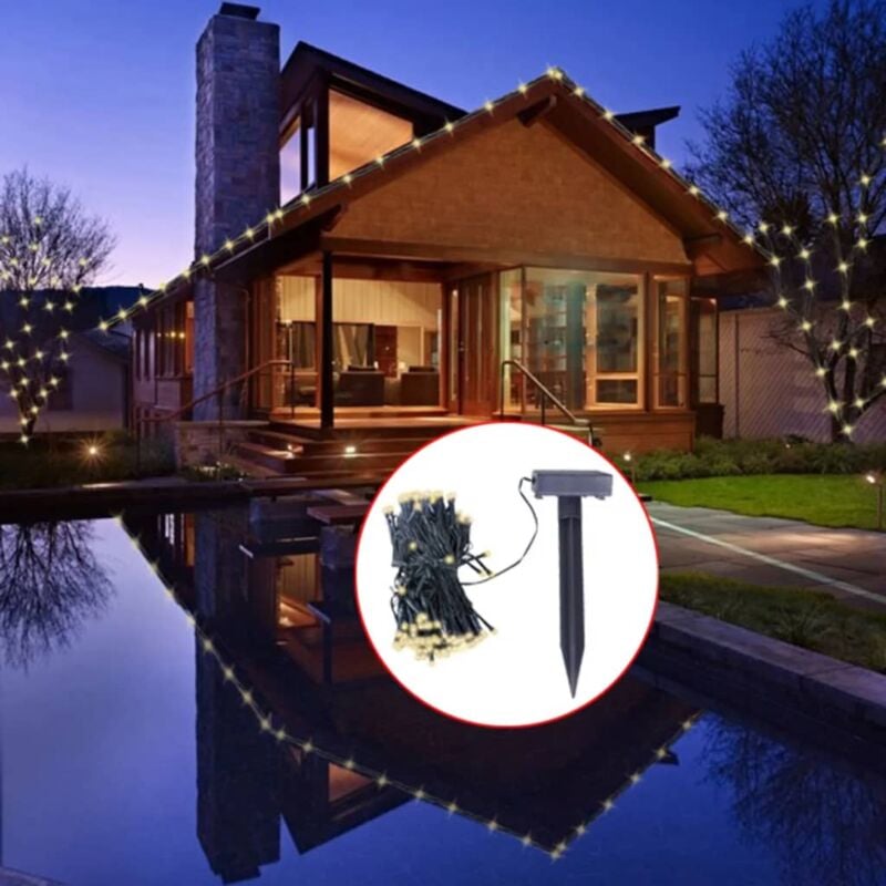 foto del prodotto vidaxl luci a stringa solare led bianco caldo decorazione natalizia