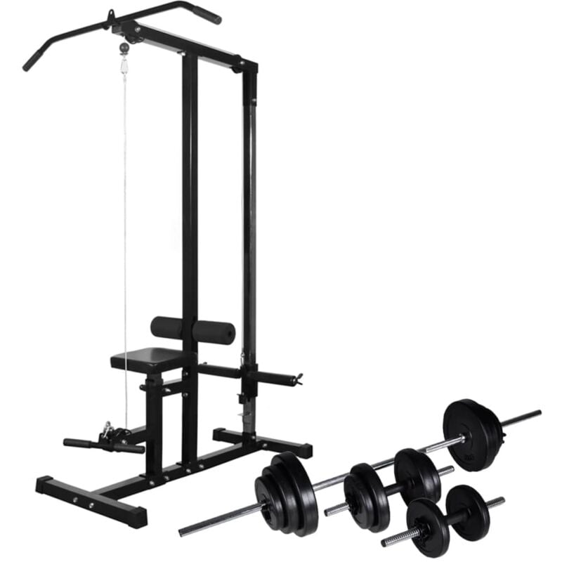 foto del prodotto vidaxl macchina multistazione con bilanciere e set di manubri varie dimensioni dimensioni 30.5 kg