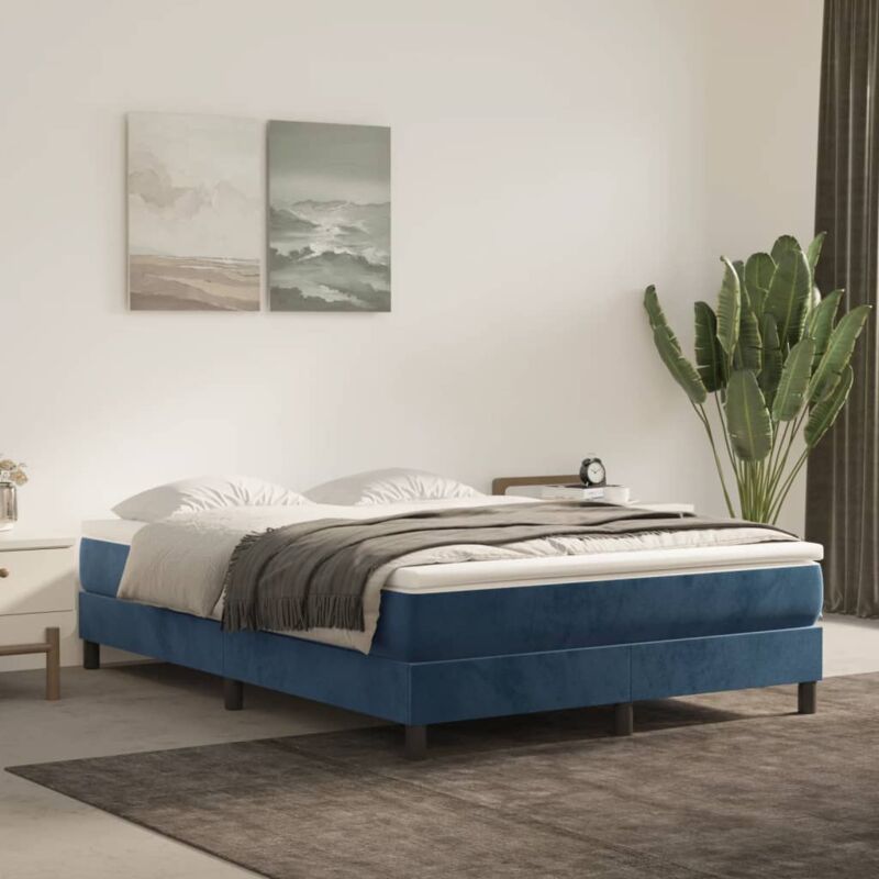 foto del prodotto vidaxl materasso a molle blu scuro 140x190x20 cm in velluto