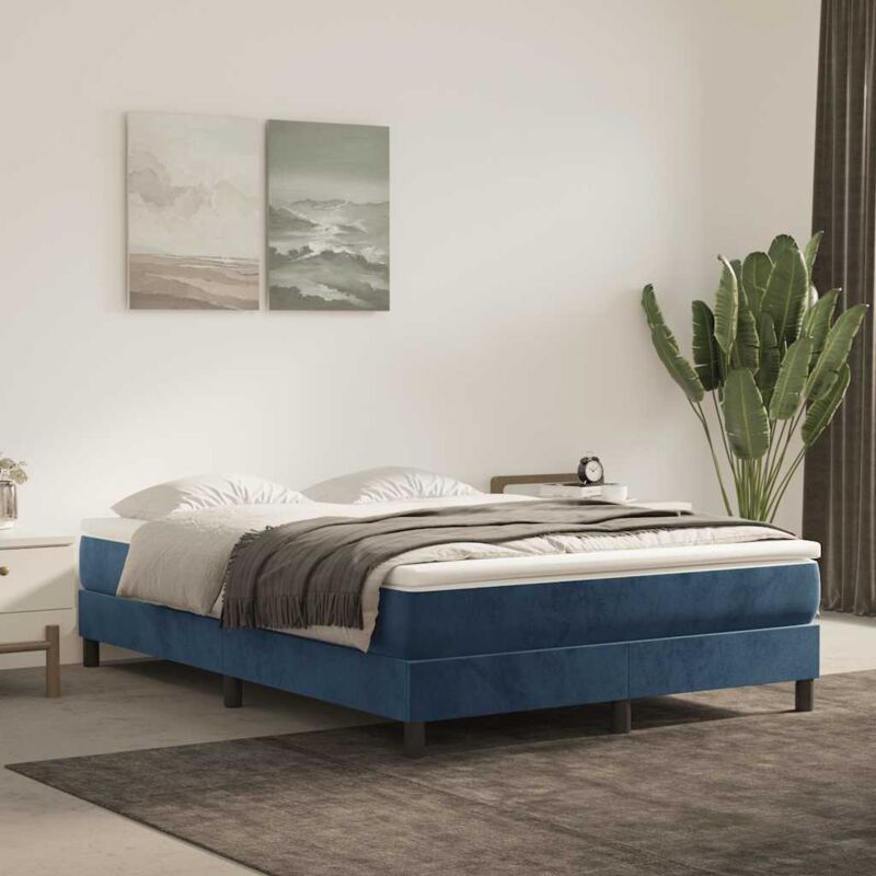 foto del prodotto vidaxl materasso a molle blu scuro 140x220x20 cm in velluto
