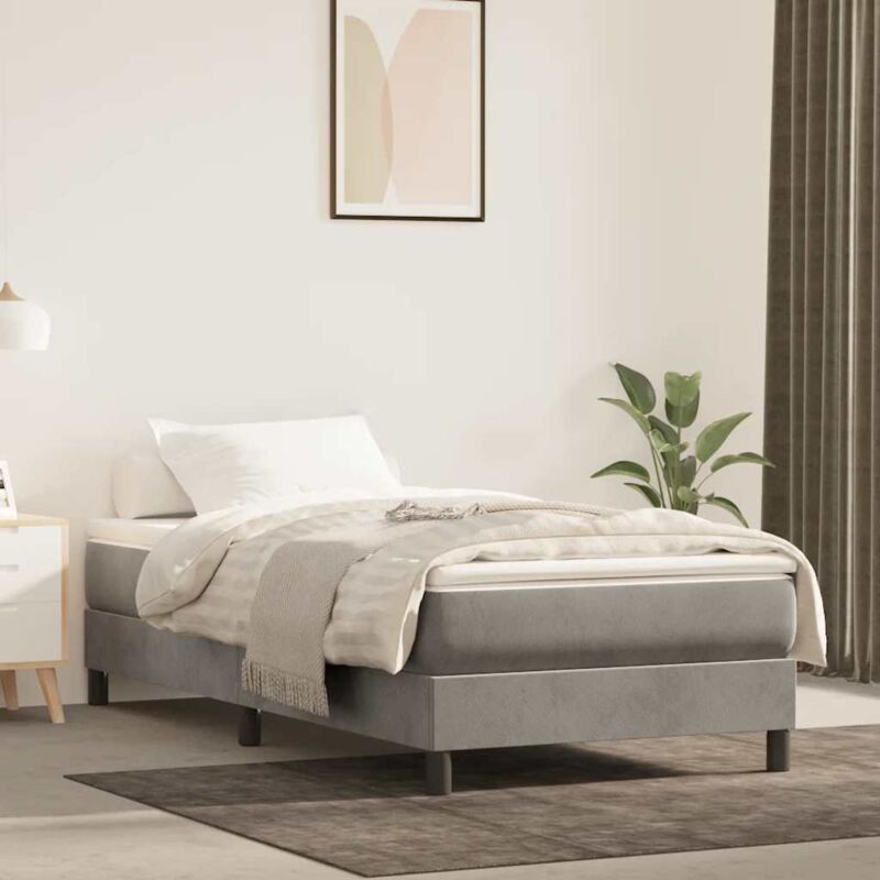 foto del prodotto vidaxl materasso a molle grigio chiaro 100x210x20 cm in velluto