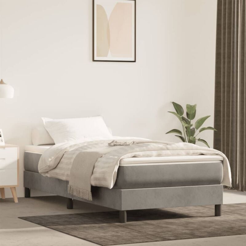 foto del prodotto vidaxl materasso a molle grigio chiaro 120x190x20 cm in velluto