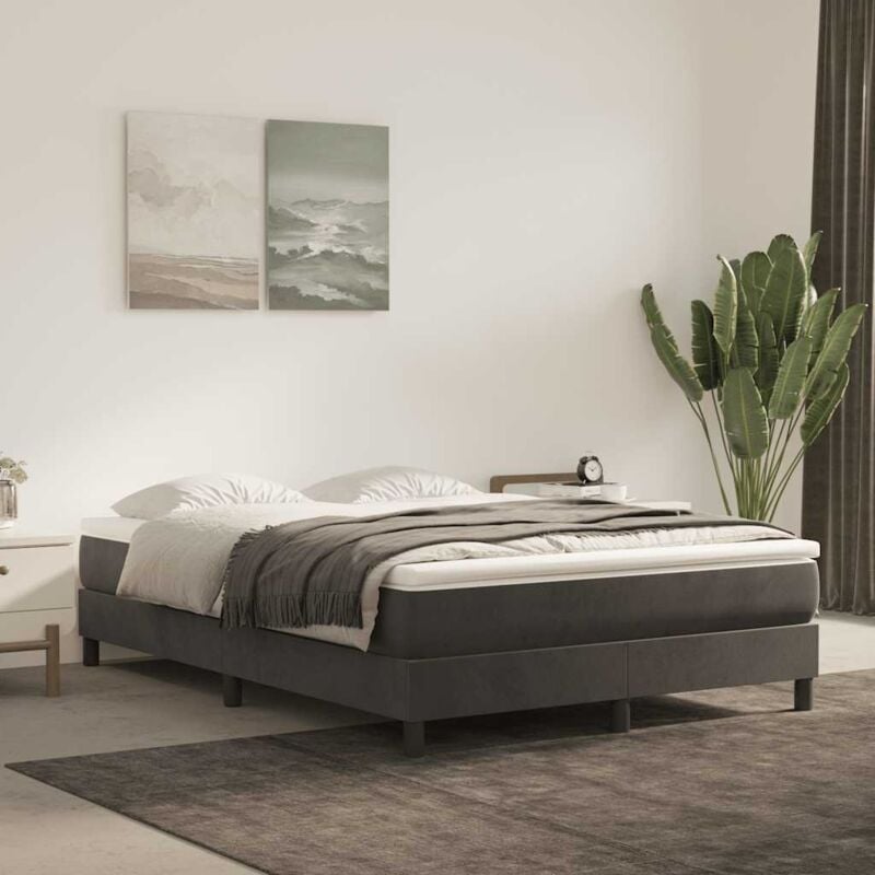 foto del prodotto vidaxl materasso a molle grigio scuro 140x220x20 cm in velluto
