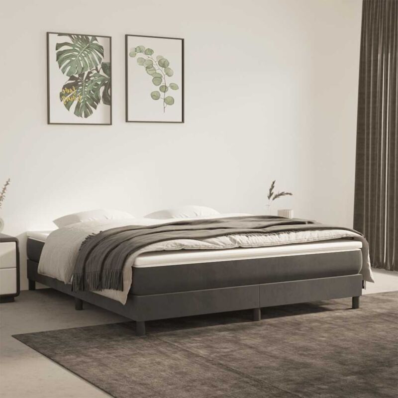 foto del prodotto vidaxl materasso a molle grigio scuro 160x220x20 cm in velluto