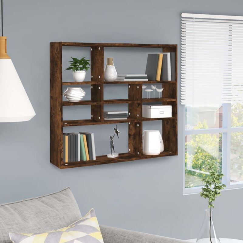 foto del prodotto vidaxl mensola a muro rovere fumo 90x16x78 cm in legno multistrato