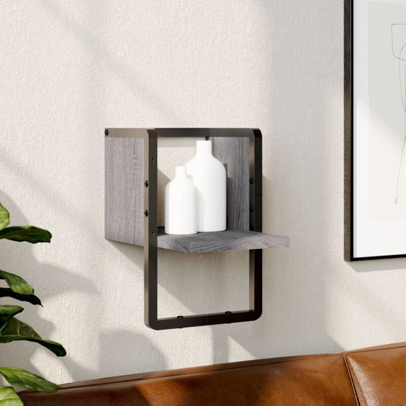 foto del prodotto vidaxl mensola a parete con asta grigio sonoma 20x25x30 cm