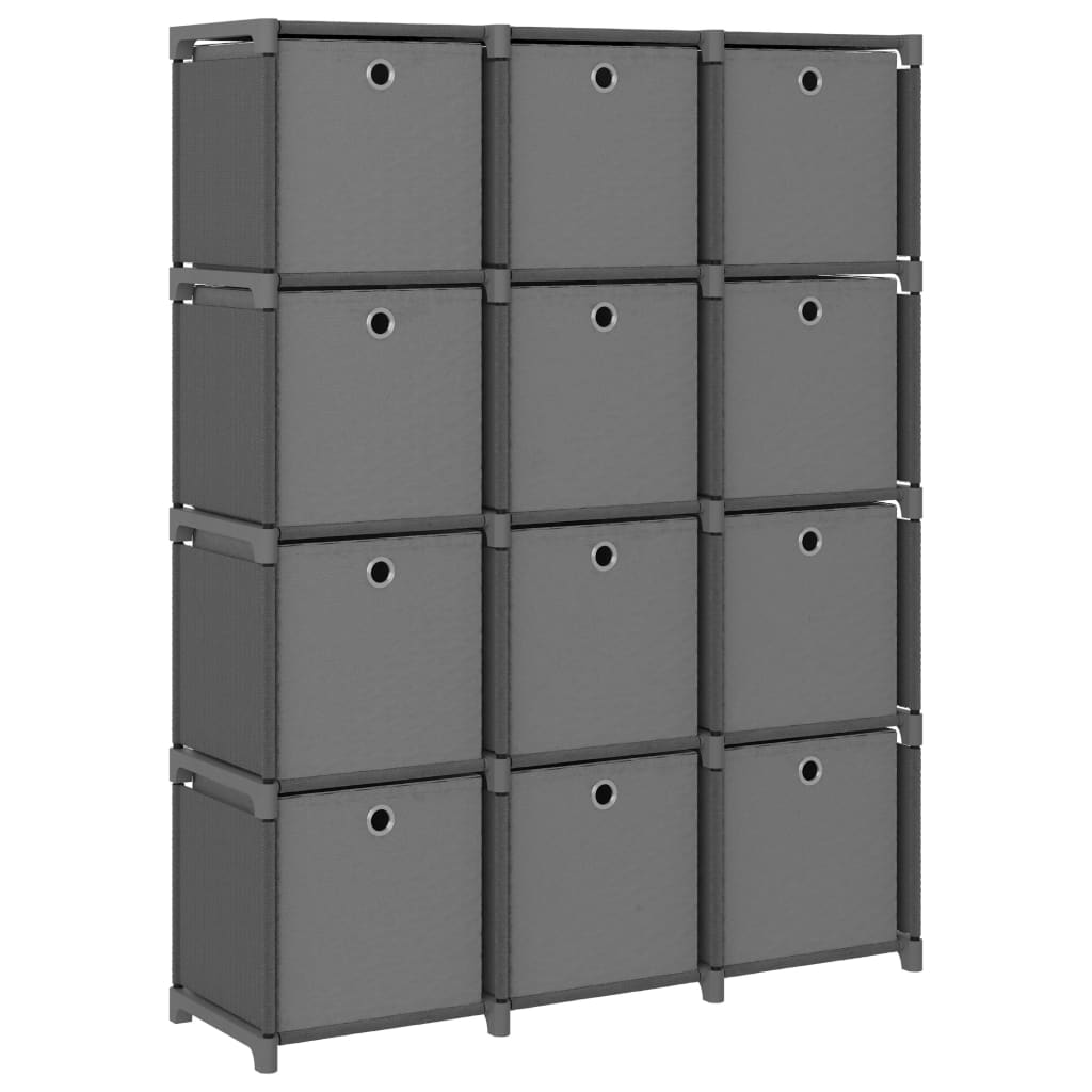foto del prodotto vidaxl mensola con 12 scatole a cubo grigia 103x30x141 cm in tessuto