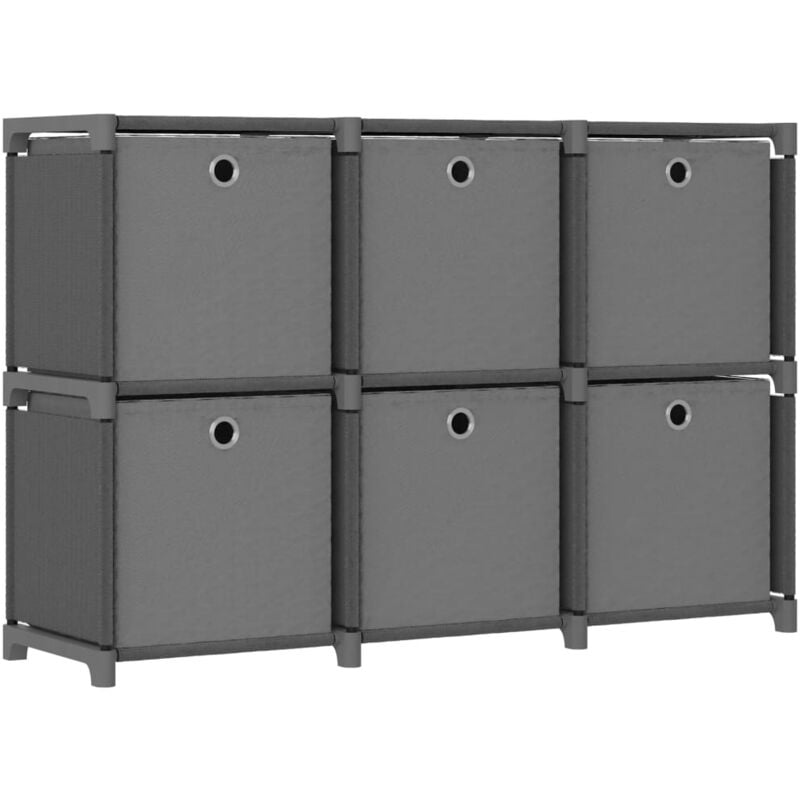 foto del prodotto vidaxl mensola con 6 scatole a cubo grigia 103x30x72,5 cm in tessuto