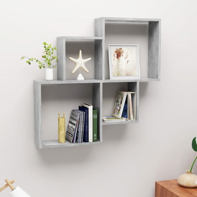 foto del prodotto vidaxl mensola muro cubo grigio cemento 80x15x78,5cm legno multistrato