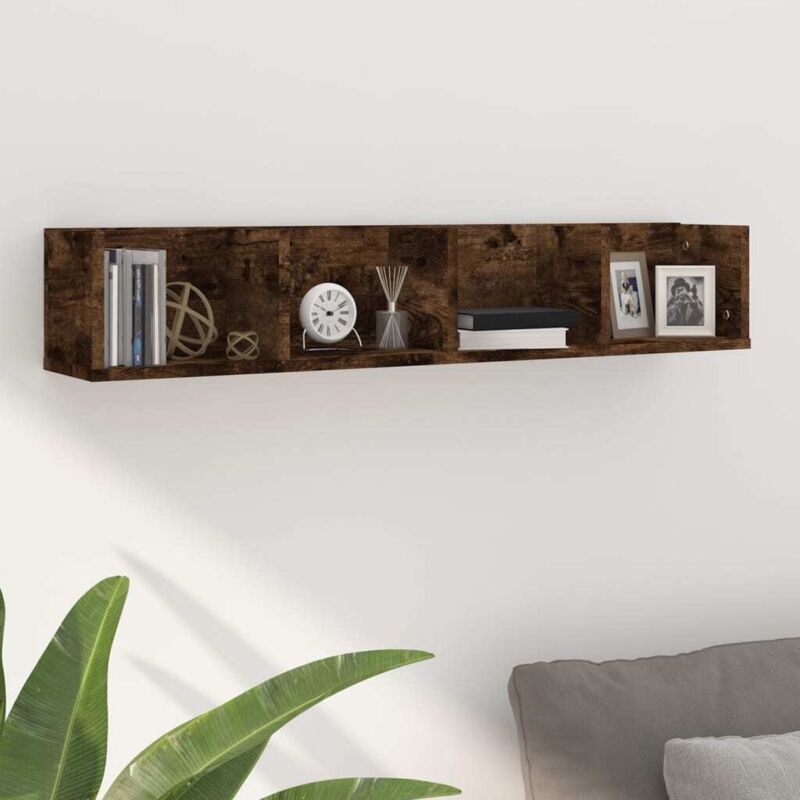 foto del prodotto vidaxl mensola muro porta pc rovere fumo 100x18x18cm legno multistrato