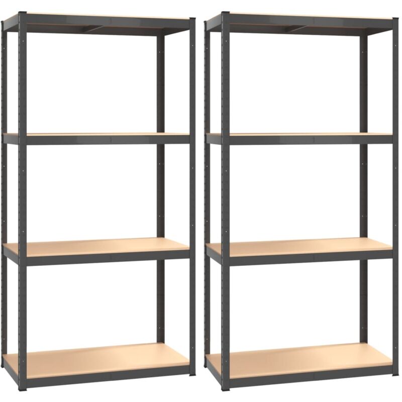 foto del prodotto vidaxl mensole 4 strati 2pz antracite in acciaio e legno multistrato