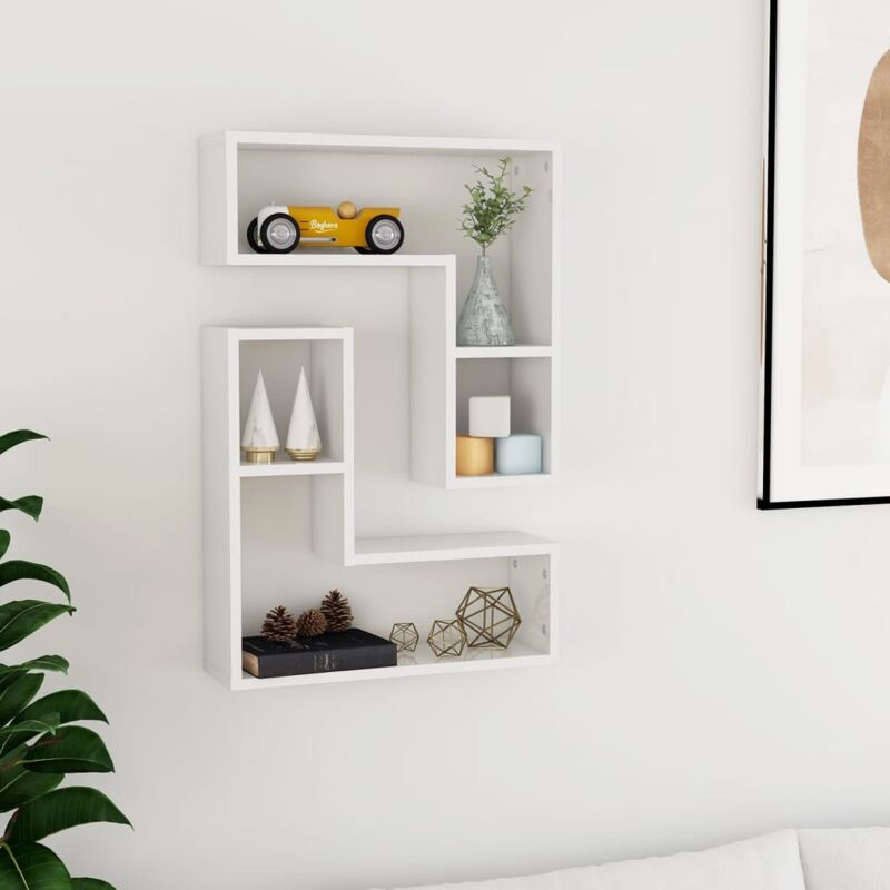 foto del prodotto vidaxl mensole a muro 2 pz bianco lucido 50x15x50 cm legno multistrato