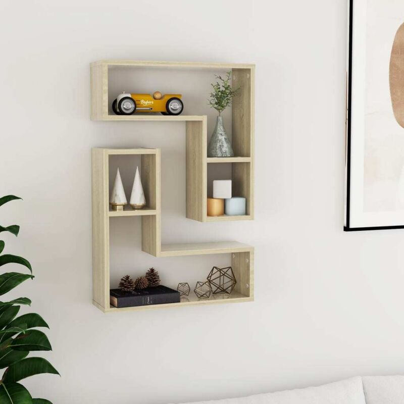 foto del prodotto vidaxl mensole a muro 2 pz rovere sonoma 50x15x50 cm legno multistrato
