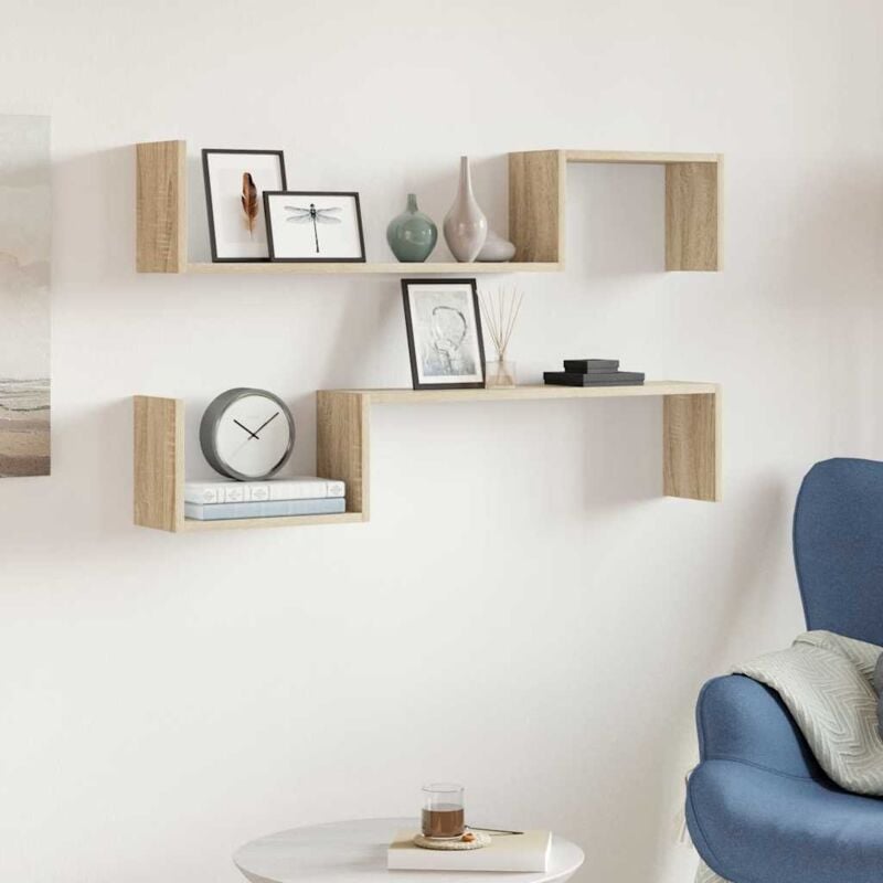 foto del prodotto vidaxl mensole a muro 2pz rovere sonoma 100x15x20 cm legno multistrato