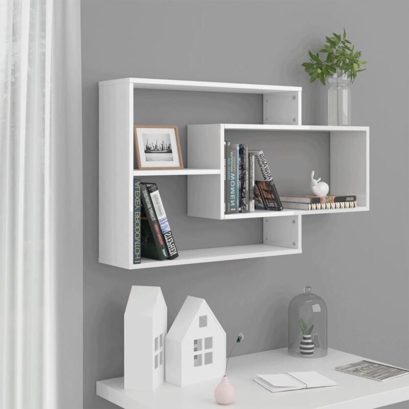 foto del prodotto vidaxl mensole a muro bianco lucido 104x20x58,5cm in legno multistrato