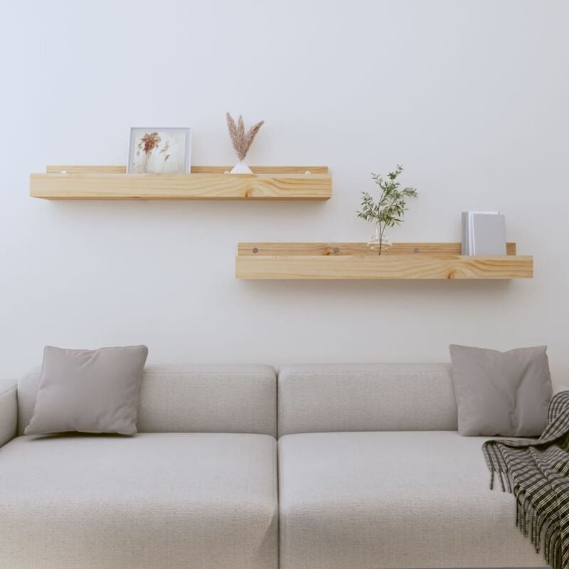 foto del prodotto vidaxl mensole da parete 2 pz 80x12x9cm in legno massello di pino