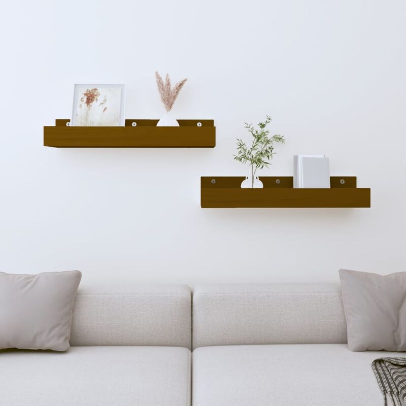 foto del prodotto vidaxl mensole da parete 2 pz ambra 50x12x9cm legno massello di pino