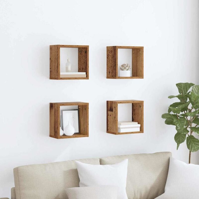 foto del prodotto vidaxl mensole da parete 4 pcs legno vecchio 26 x 15 x 26 cm