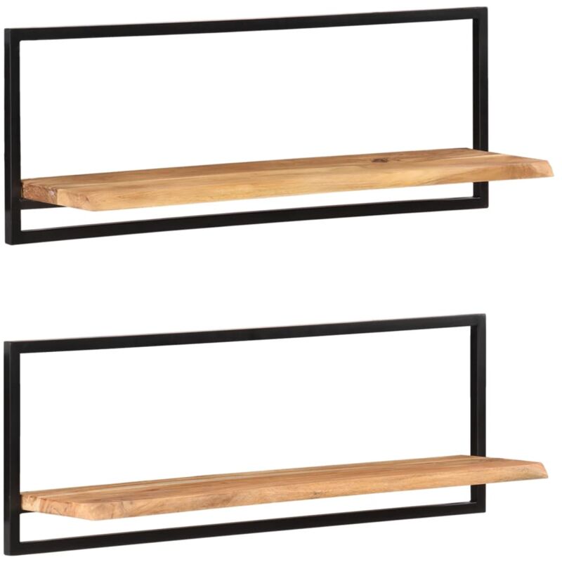 foto del prodotto vidaxl mensole parete 2pz 100x24x35 cm legno massello acacia e acciaio