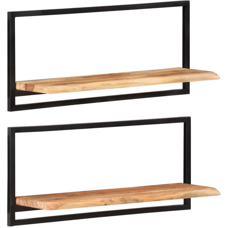 foto del prodotto vidaxl mensole parete 2pz 80x25x35 cm legno massello acacia e acciaio