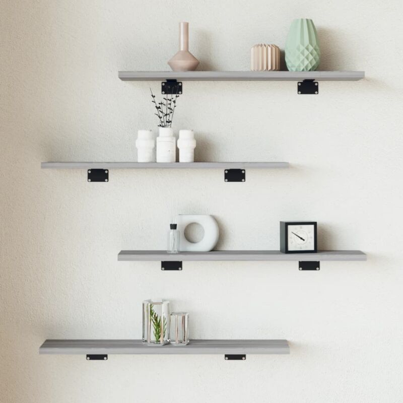 foto del prodotto vidaxl mensole parete 4pz grigio sonoma 60x10x1,5cm legno multistrato