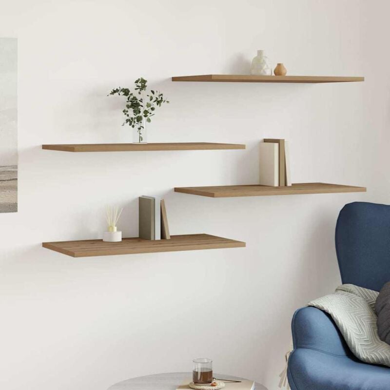 foto del prodotto vidaxl mensole parete 4pz rovere artigianale 60x30x1,5cm in truciolato