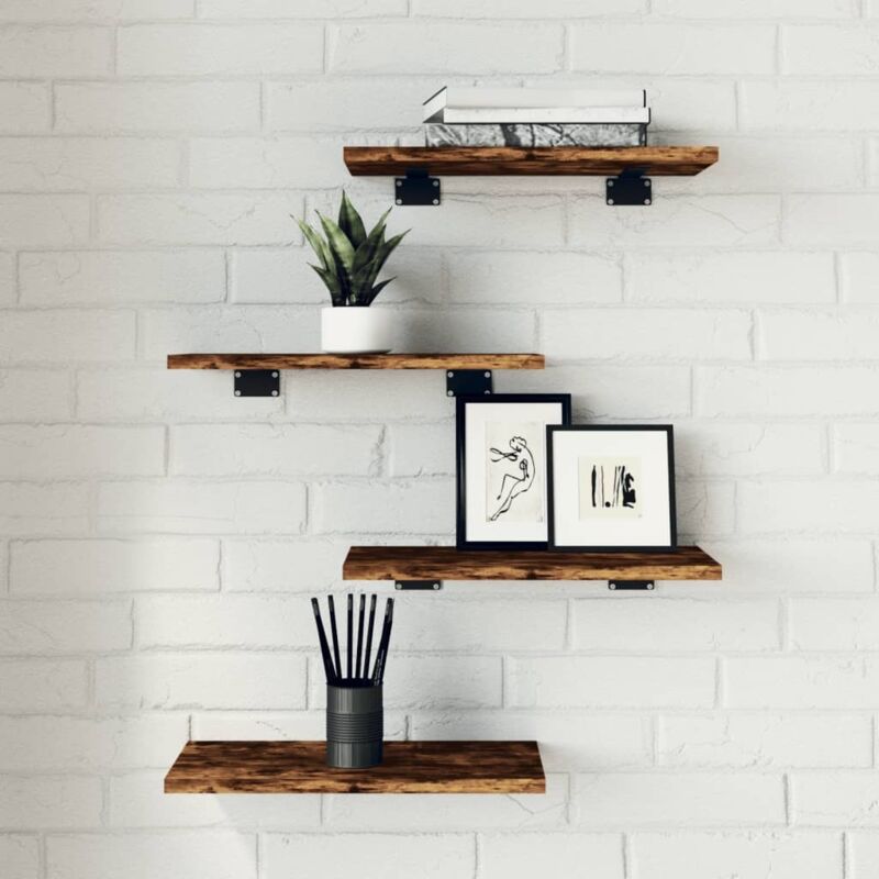 foto del prodotto vidaxl mensole parete 4pz rovere fumo 40x20x1,5 cm legno multistrato