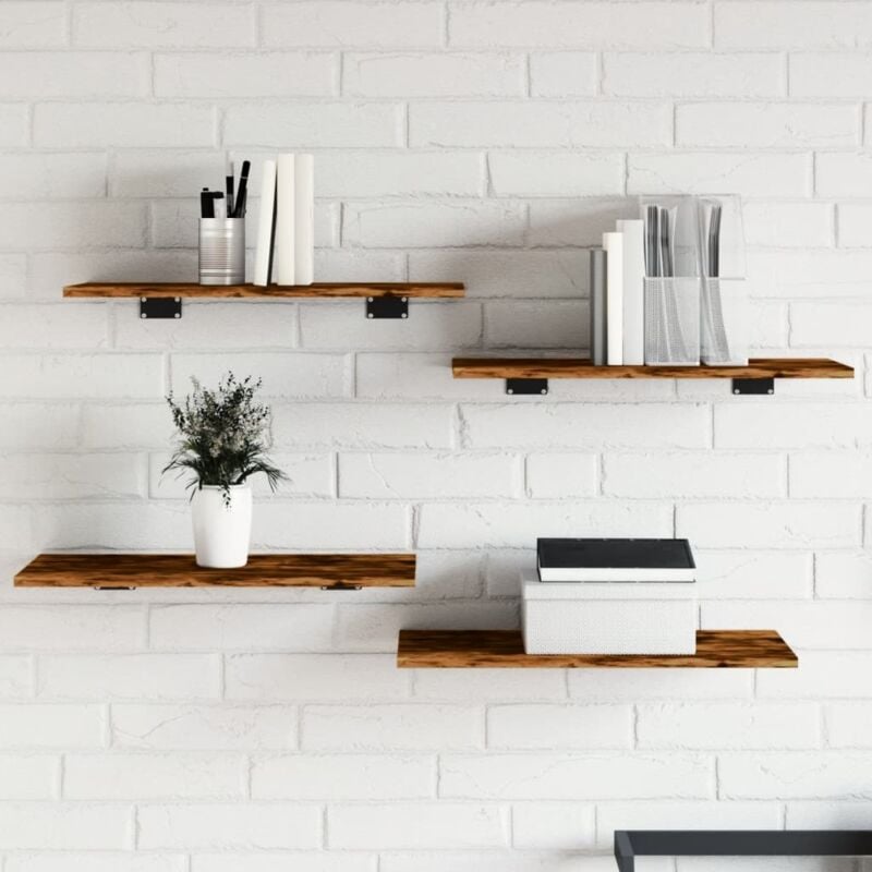foto del prodotto vidaxl mensole parete 4pz rovere fumo 60x30x1,5 cm legno multistrato