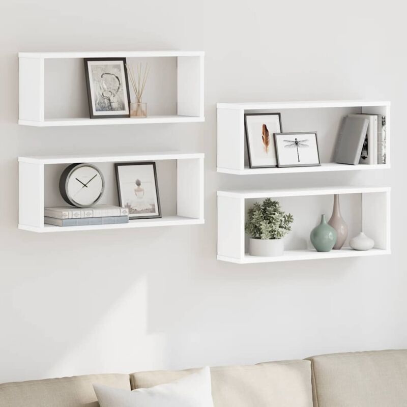 foto del prodotto vidaxl mensole parete a cubo 4pz bianche 60x15x23 cm legno multistrato