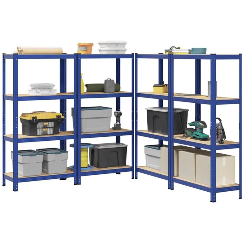 foto del prodotto vidaxl mensole portaoggetti 4 strati 4pz blu acciaio legno multistrato