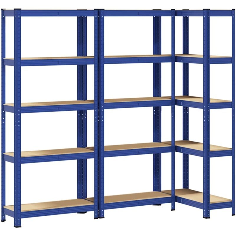 foto del prodotto vidaxl mensole portaoggetti 5 strati 3pz blu acciaio legno multistrato