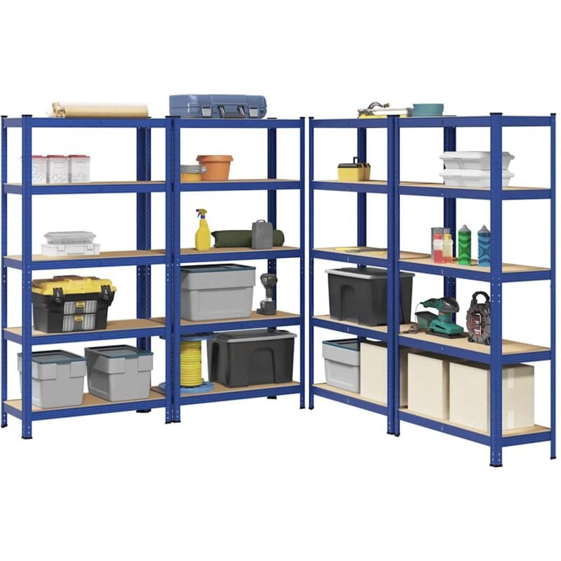 foto del prodotto vidaxl mensole portaoggetti 5 strati 4pz blu acciaio legno multistrato