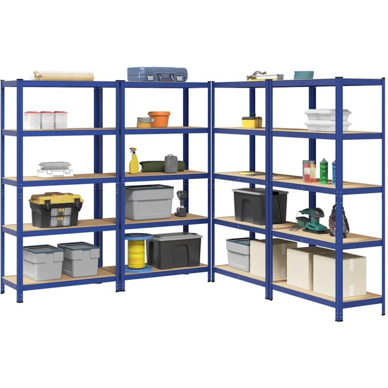foto del prodotto vidaxl mensole portaoggetti 5 strati 4pz blu acciaio legno multistrato