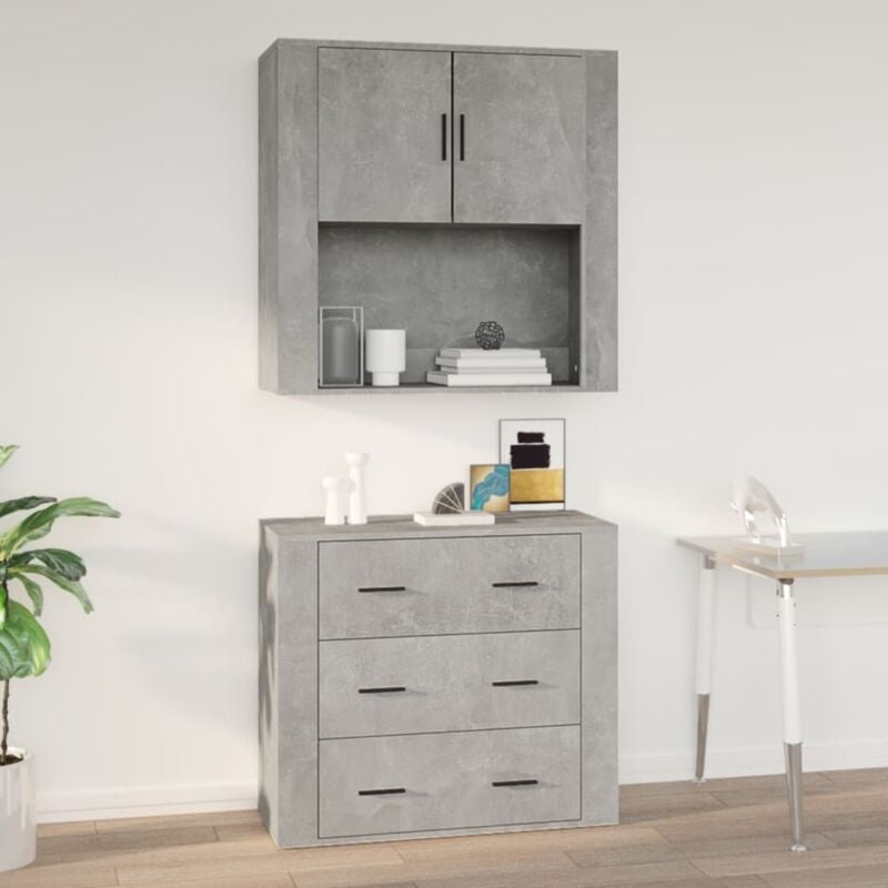foto del prodotto vidaxl mobile a parete grigio cemento 80x33x80 cm in legno multistrato