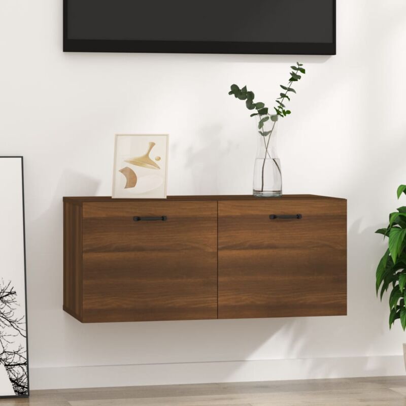 foto del prodotto vidaxl mobile a parete rovere marrone 80x36,5x35 cm legno multistrato