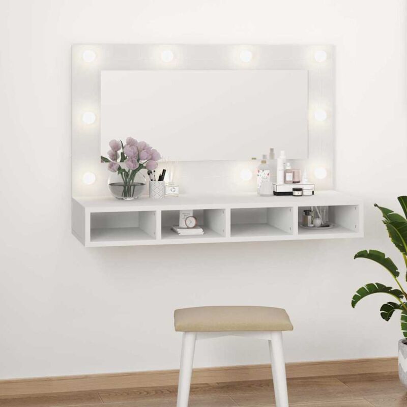 foto del prodotto vidaxl mobile a specchio con led bianco 90x31,5x62 cm
