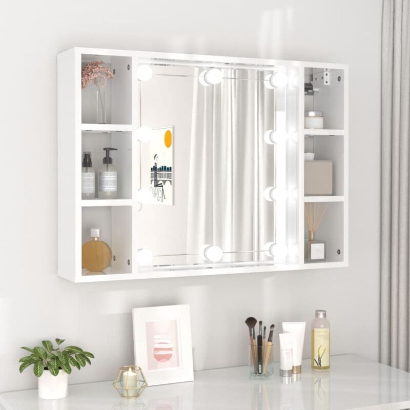foto del prodotto vidaxl mobile a specchio con led bianco lucido 76x15x55 cm